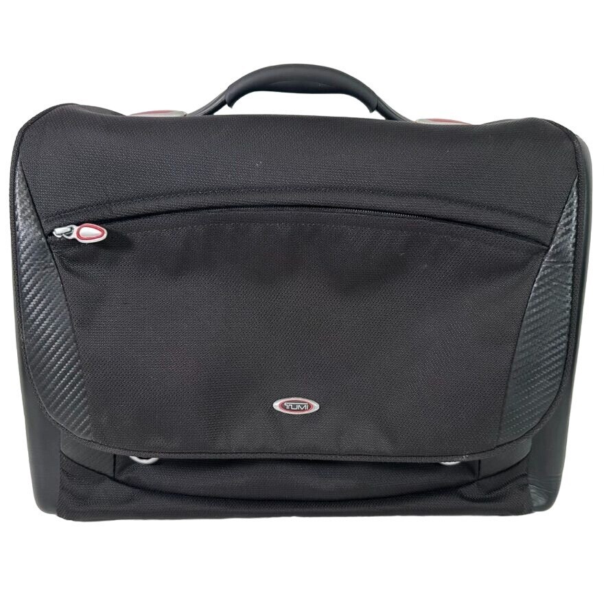 TUMI T3 Laptop Messenger Bag 16in x 13in Black w Carbon Fiber Shoulder Bag 6301
