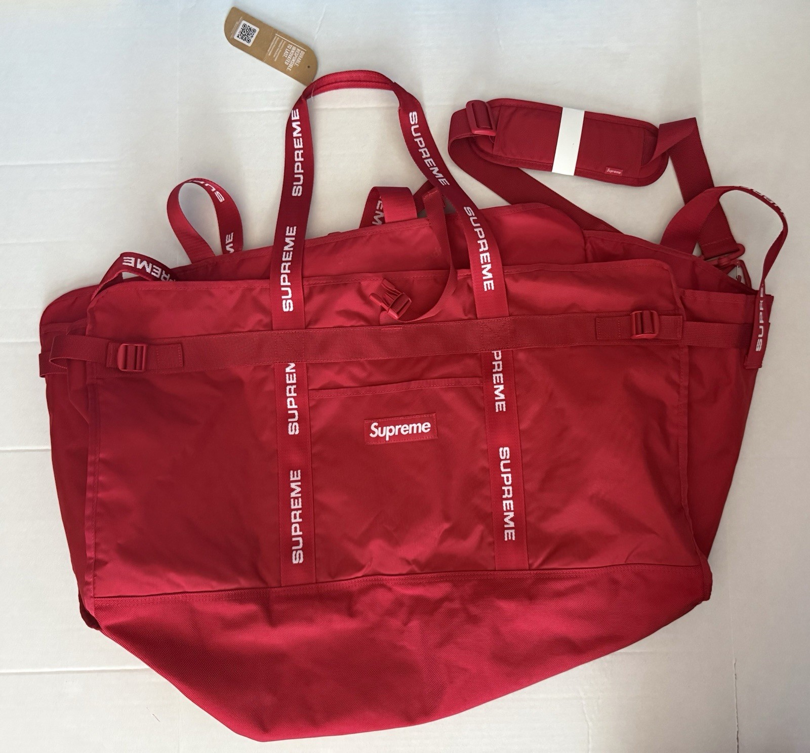 FW22 Supreme Large Haul Tote Red Shopping Bag Duffle New Water Resistant
