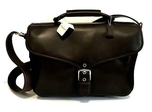 NWT Coach Logan Rich Choco Brown Leather Large Briefcase Portfolio Laptop Bag