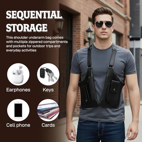 Multi-Purpose Anti-Theft Double Shoulder Armpit Bag, Tactical Wallet Holster Pou
