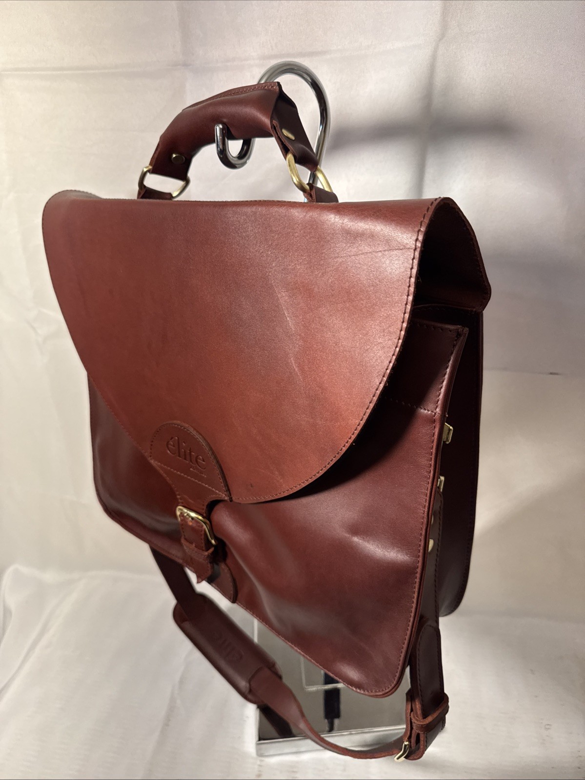 Elite Lifestyles Leather Briefcase Cognac Brown