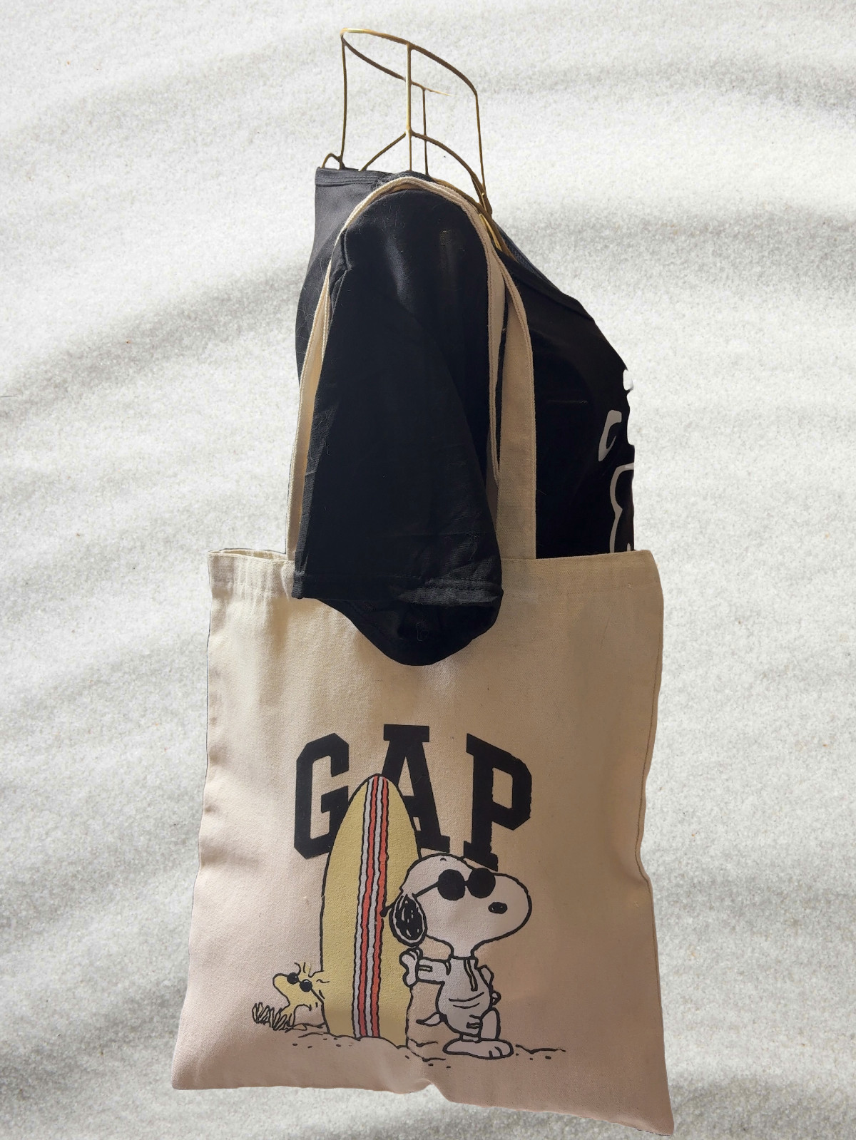 RARE 90s Vintage Peanuts Snoopy Canvas Tote Bag Made in Japan