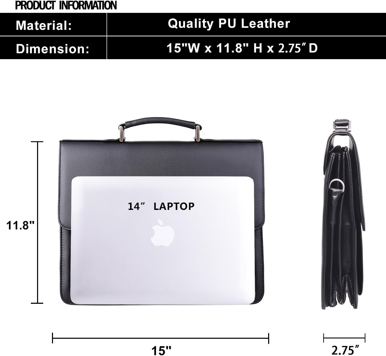 Mens New PU Leather Attache Briefcase Traditional Messenger Lawyer Bag, MBYX015