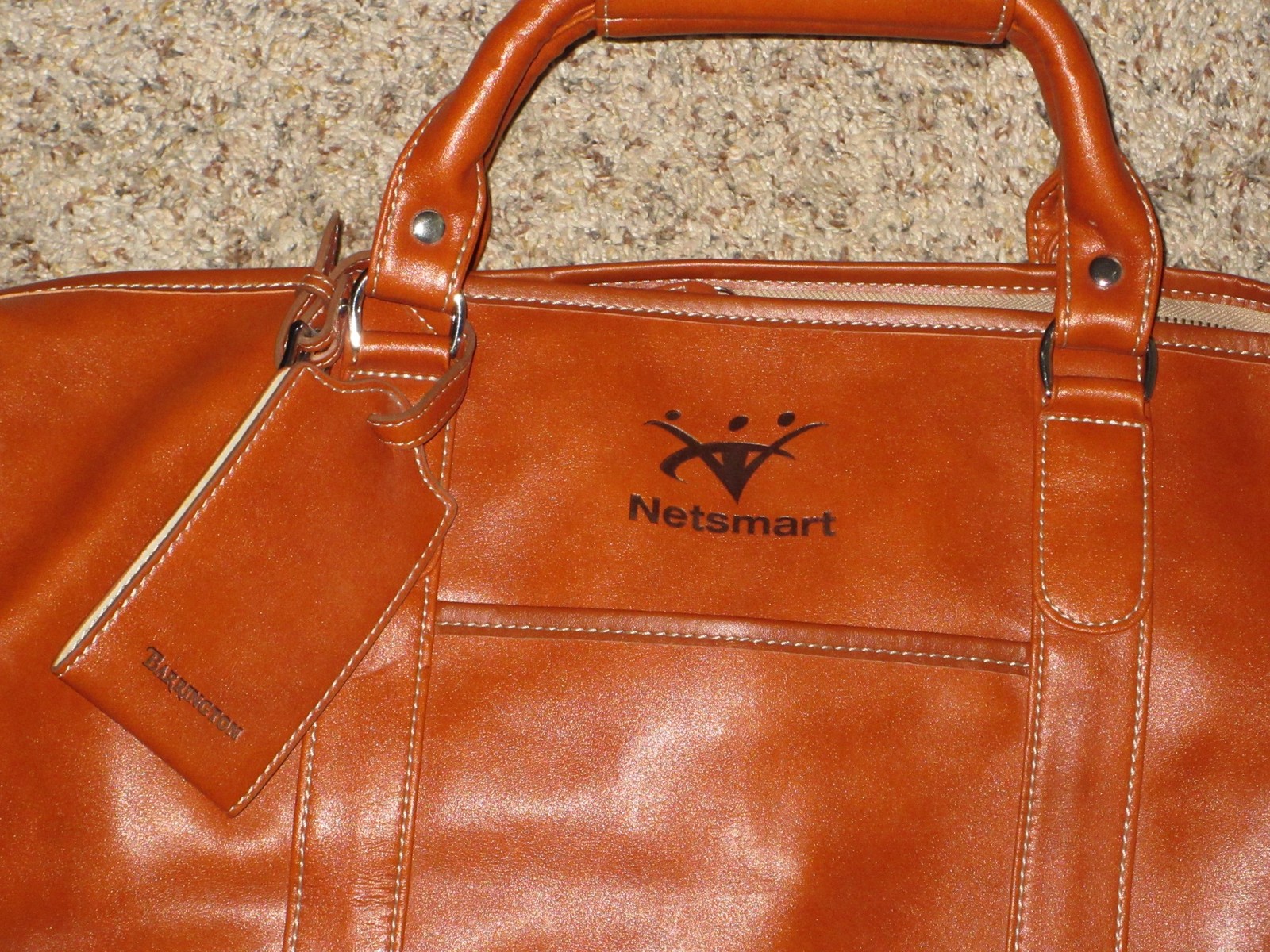 Barrington Brown Leather Duffel Top Handle Shoulder Strap Travel Weekender Bag
