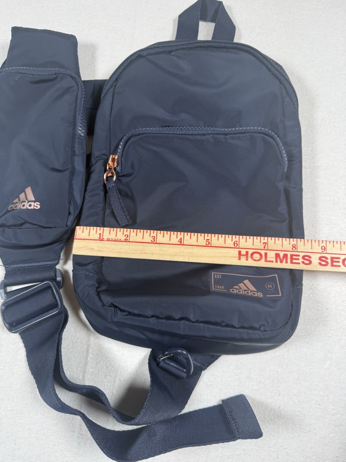 Adidas Essentials 3 Sling Crossbody Bag, Dark Navy w/ Rose Gold accents Travel