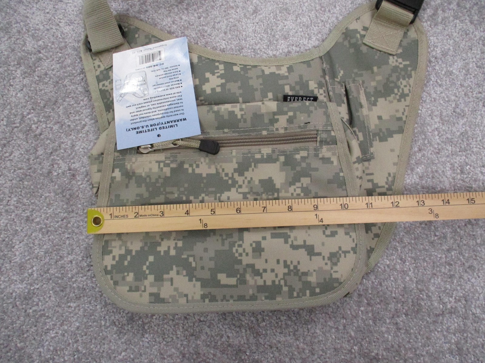Everest Sling Bag One Size Green Digital Camo Messenger Crossbody Shoulder 600D