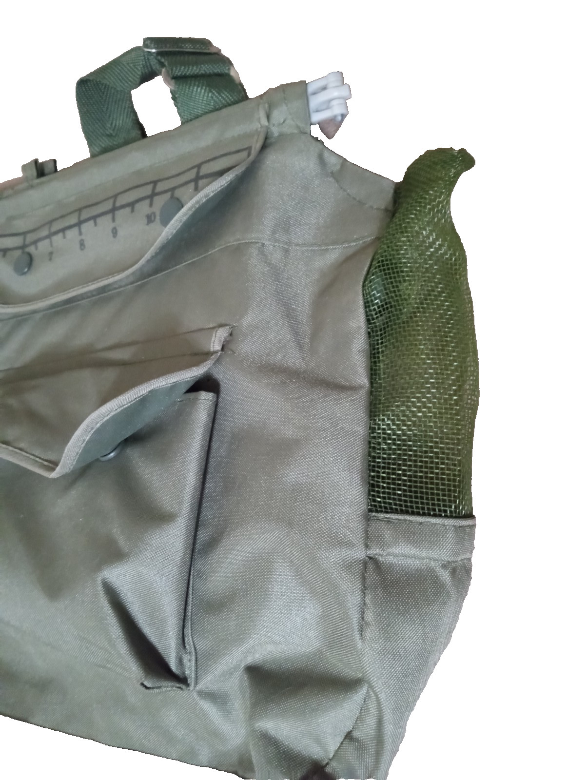 Green Canvas Fishing Multi Pockets Sling Bag/Pouch with Beads & Powerbait Holder