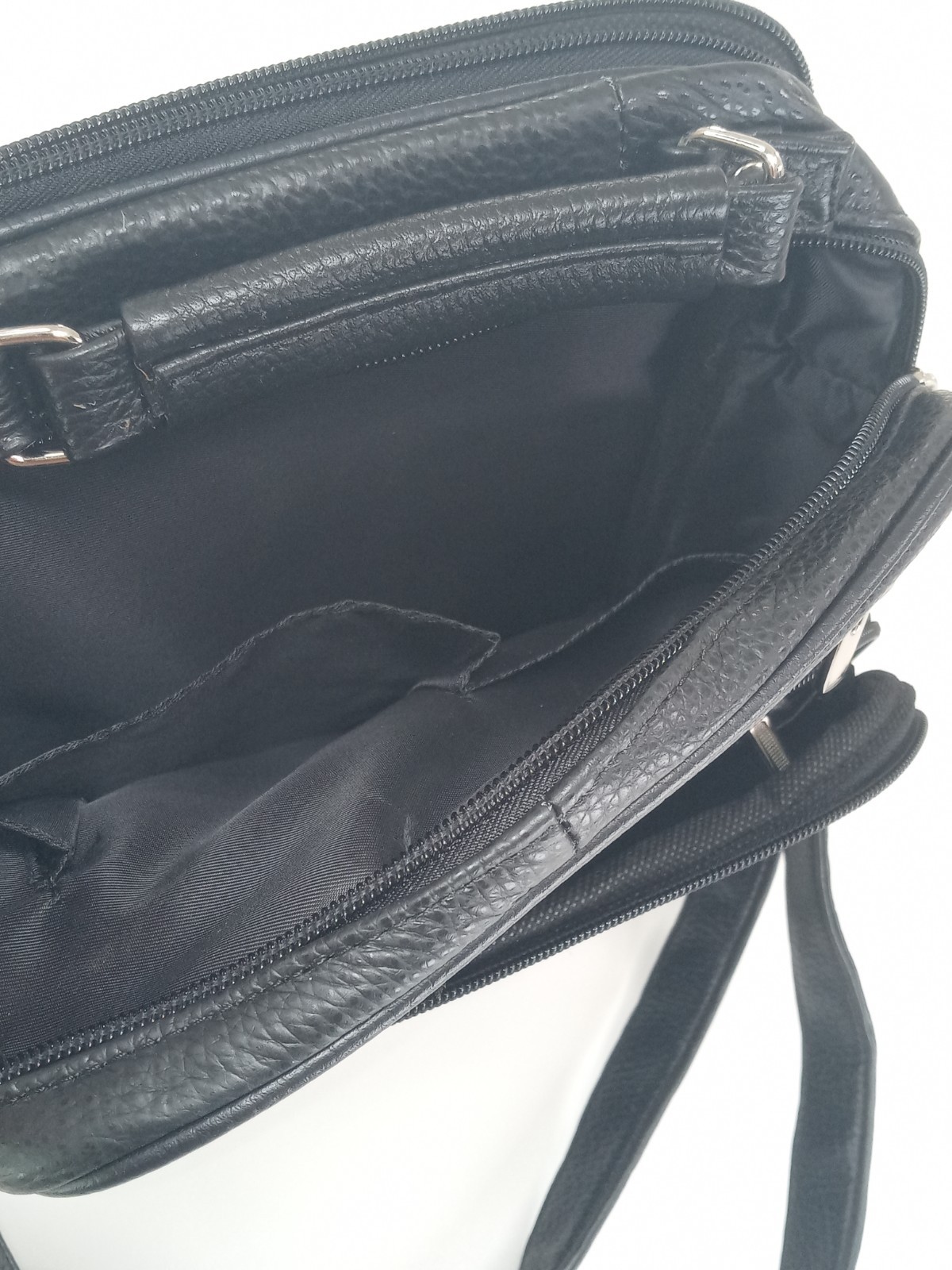 Men Leather Crossbody Bag Black Compact & Practical Everyday Use Multi Pockets