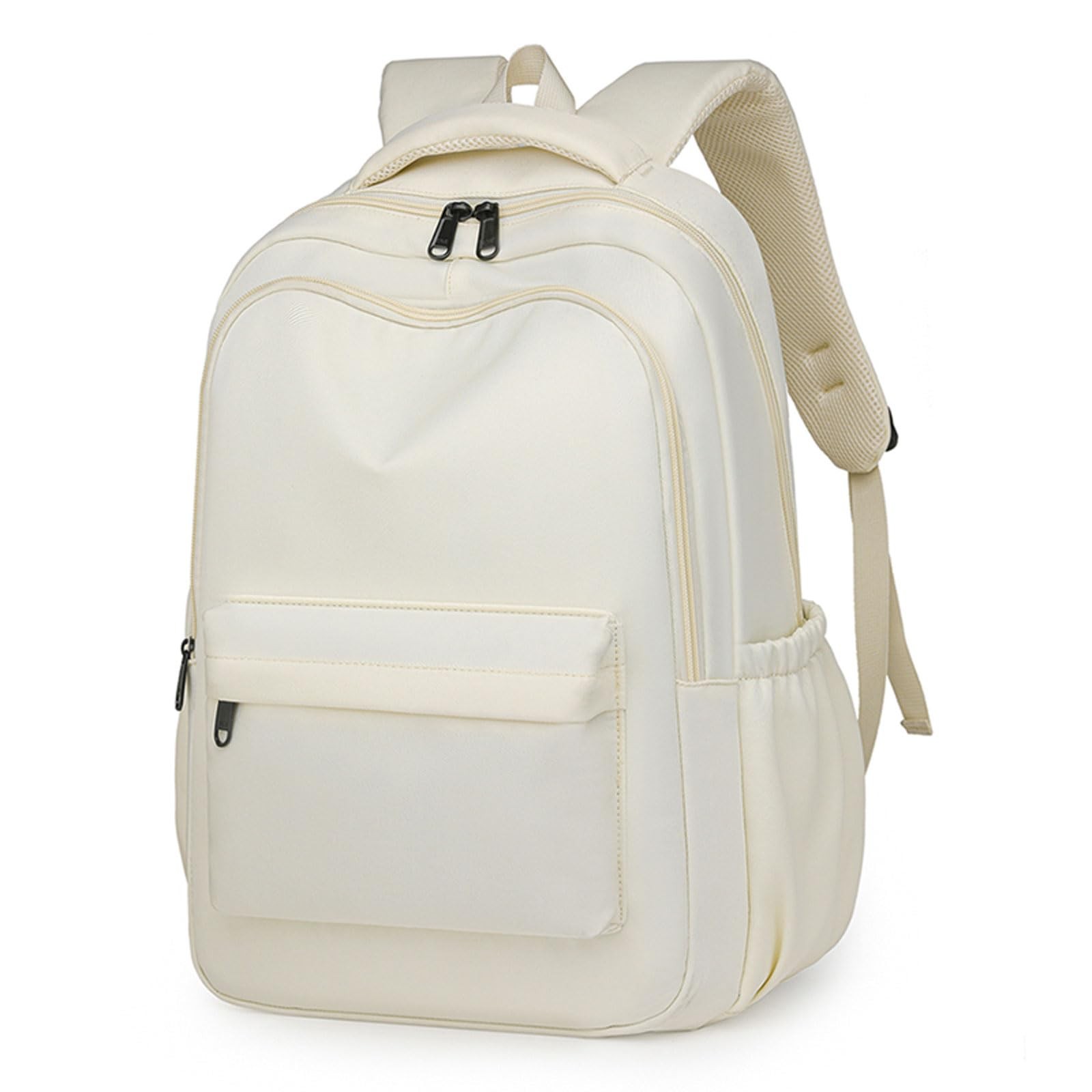 Cute College Backpack Aesthetic Teen Girls Laptop Bag Large Travel Solid White