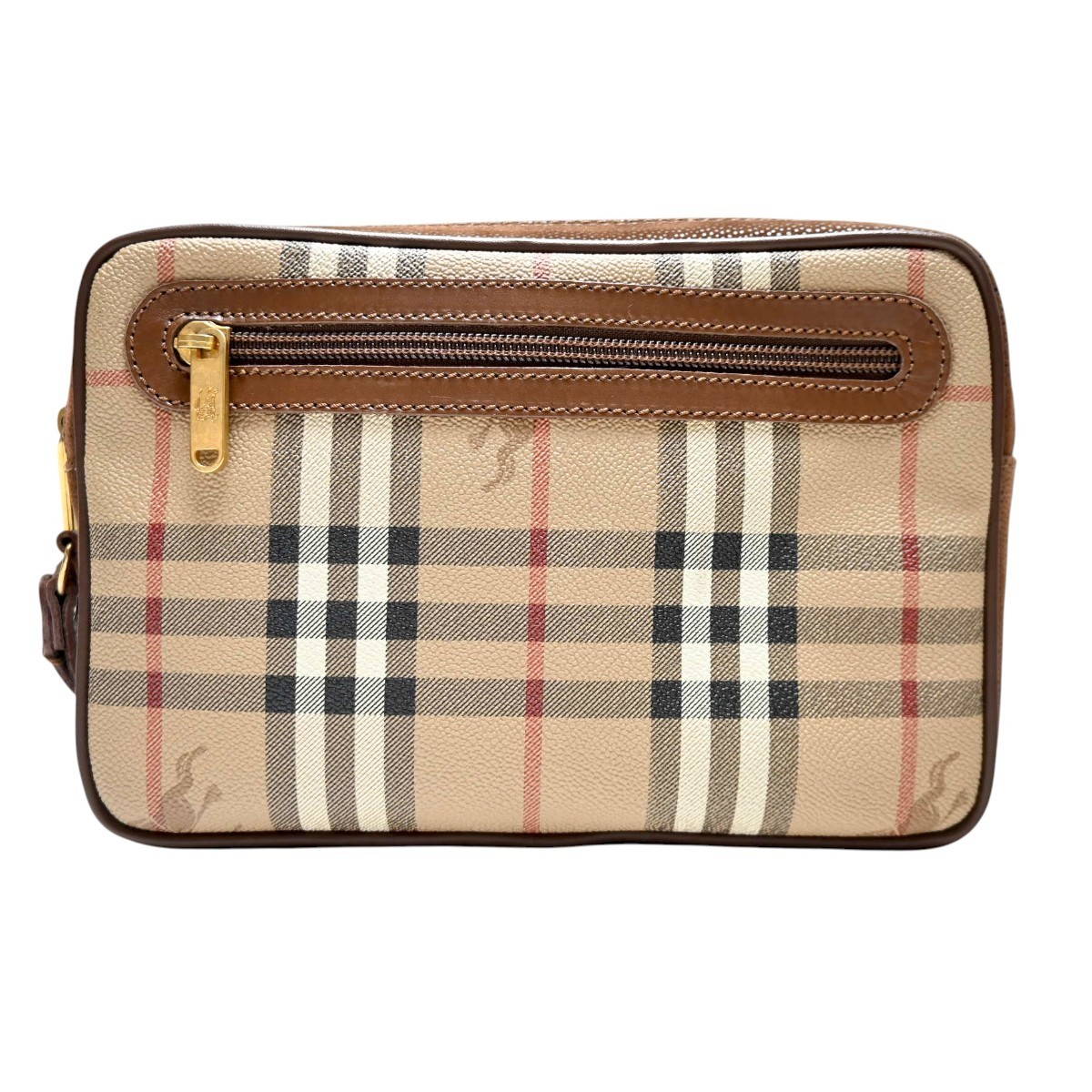 Burberrys Nova Check PVC/Suede/Leather Clutch Bag, Beige/Brown, T2603-k116