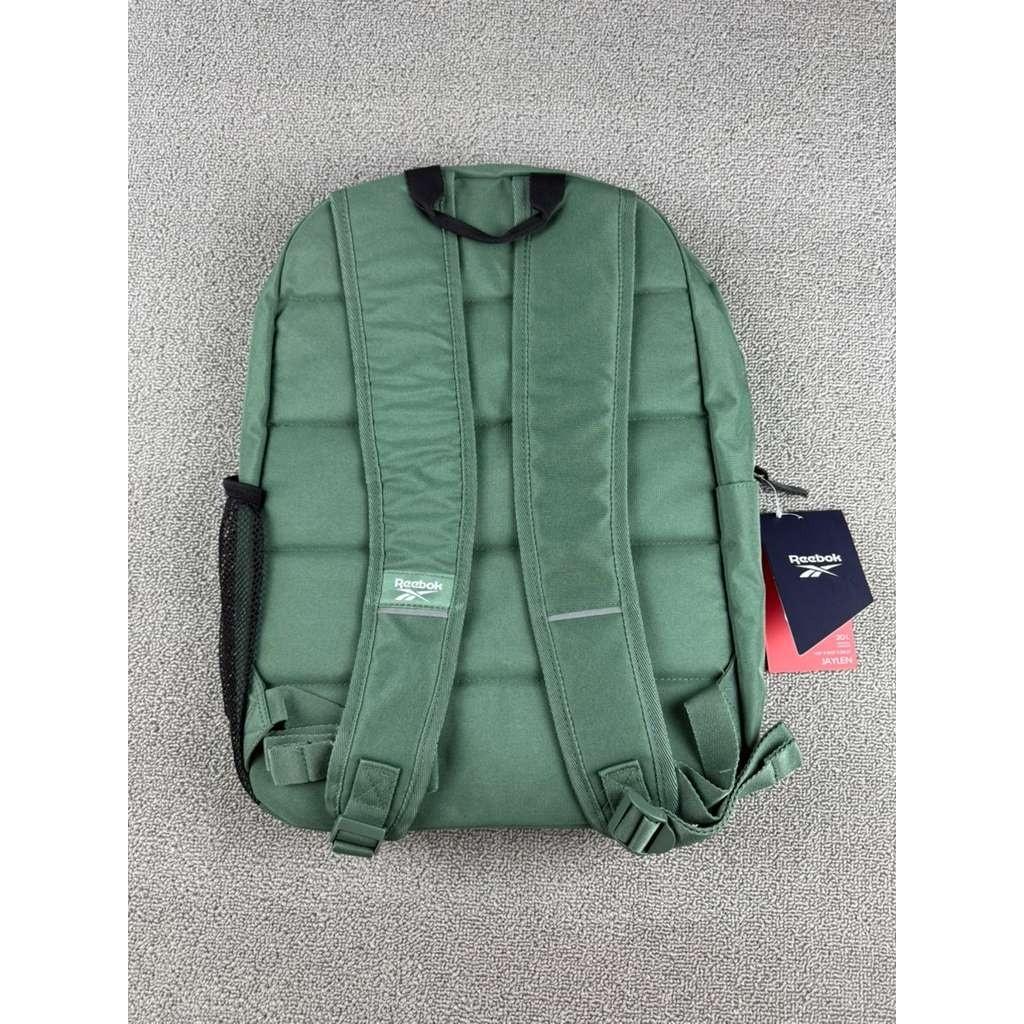 Reebok Jaylen Backpack Green 20L Capacity Multi Pocket Zip Logo School & Travel