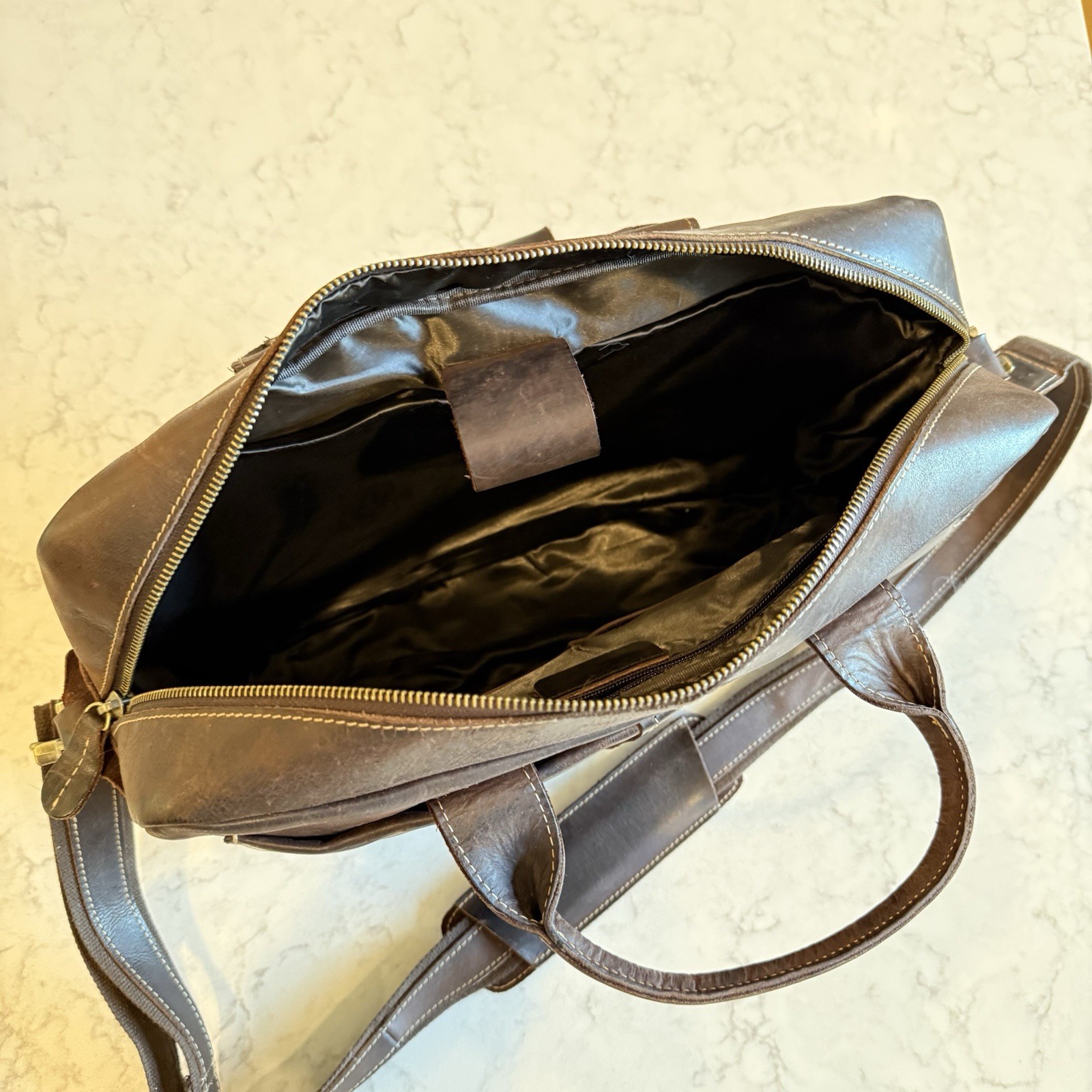 Full Grain Leather Laptop Briefcase 16 x 12 x 4” Messenger Bag Tote Satchel