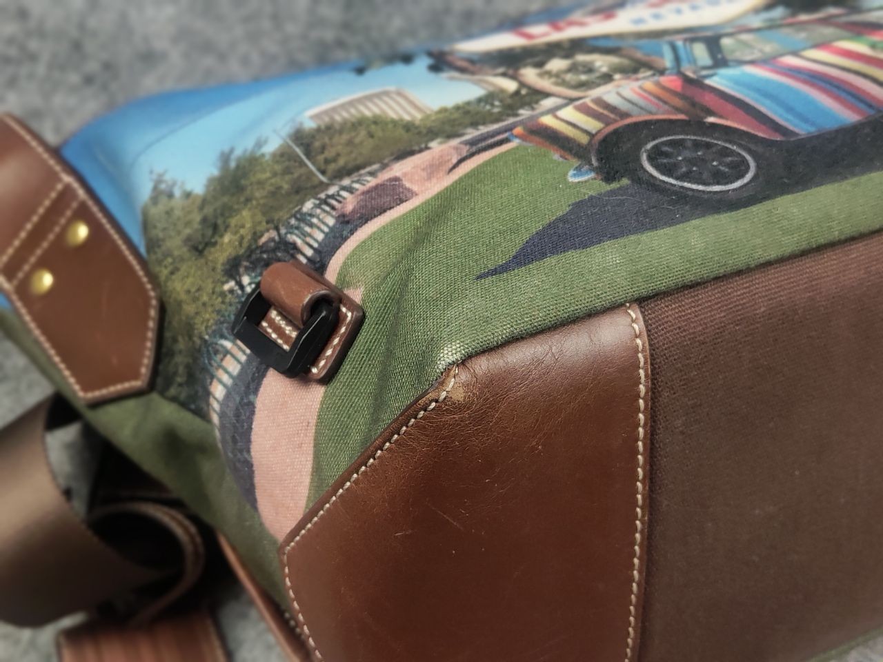 Paul Smith Limited Edition All logo Canvas Leather shoulder Messenger Travel Bag