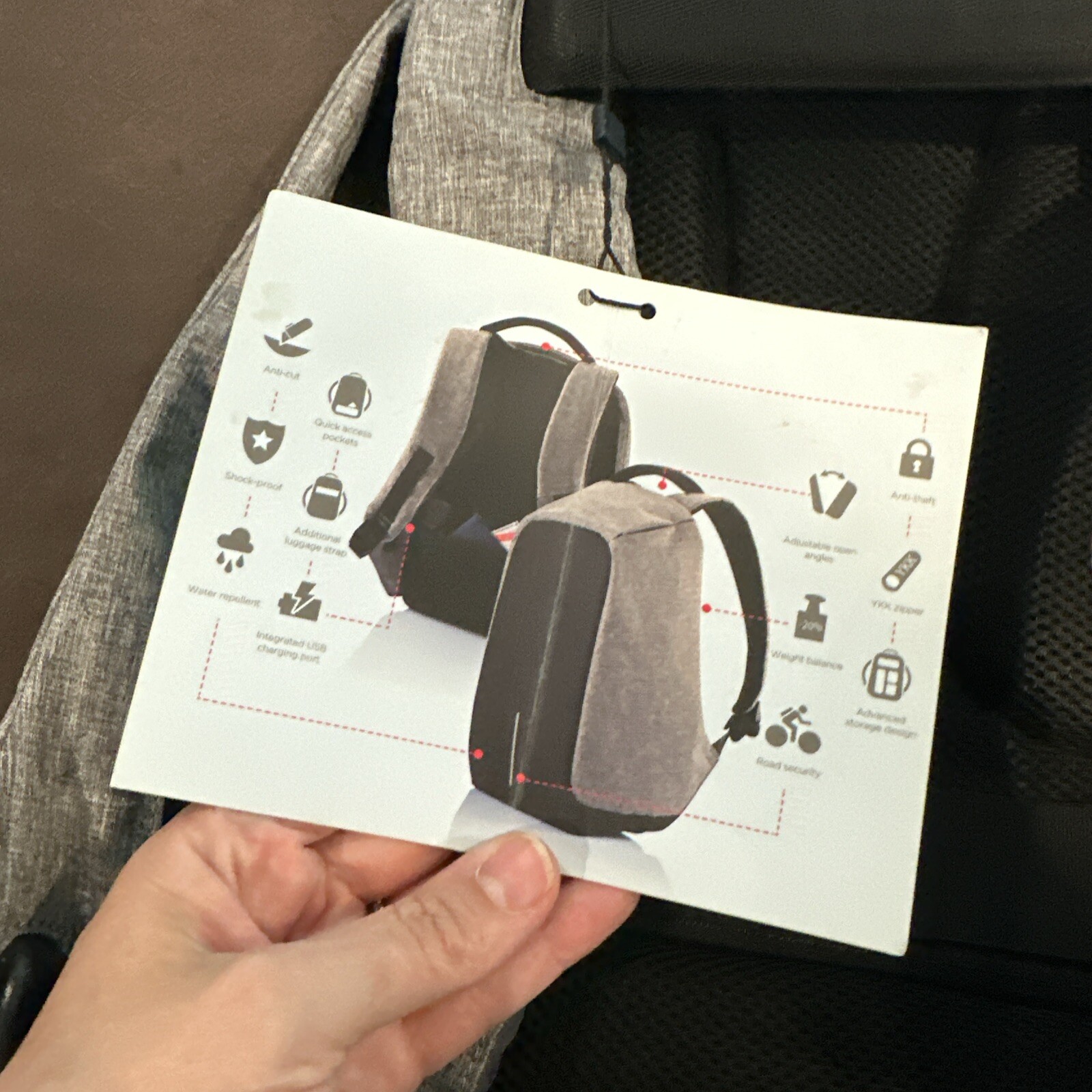 XD Design Bobby Anti Theft Backpack in Black and Gray New With Marking FAST Ship