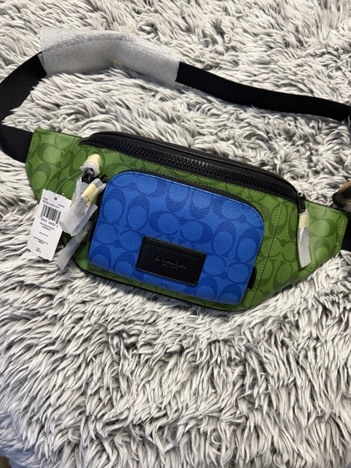 NWT Coach Track Belt Bag Fanny Pack In Blocked Signature Canvas