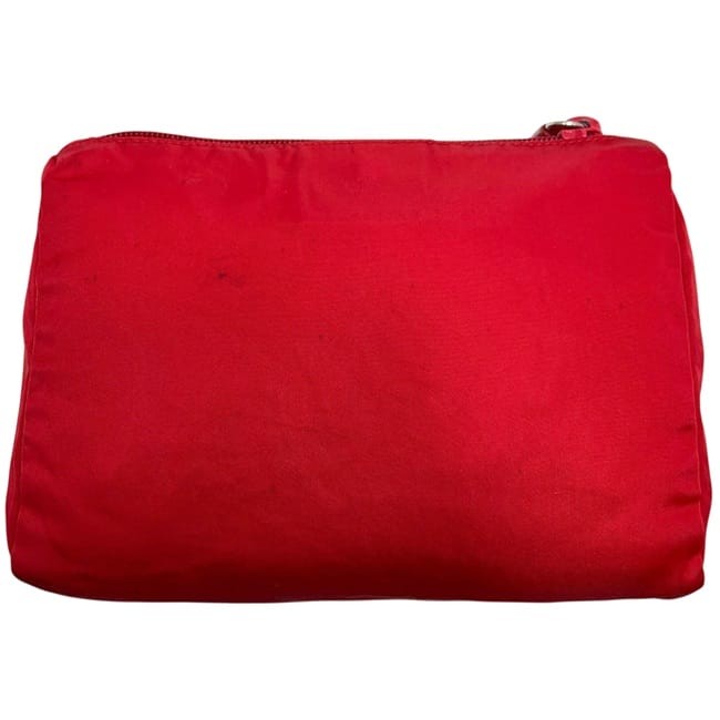 Prada pouch, red Tessuto leather, nylon, used, size 60, PRADA zipper,
