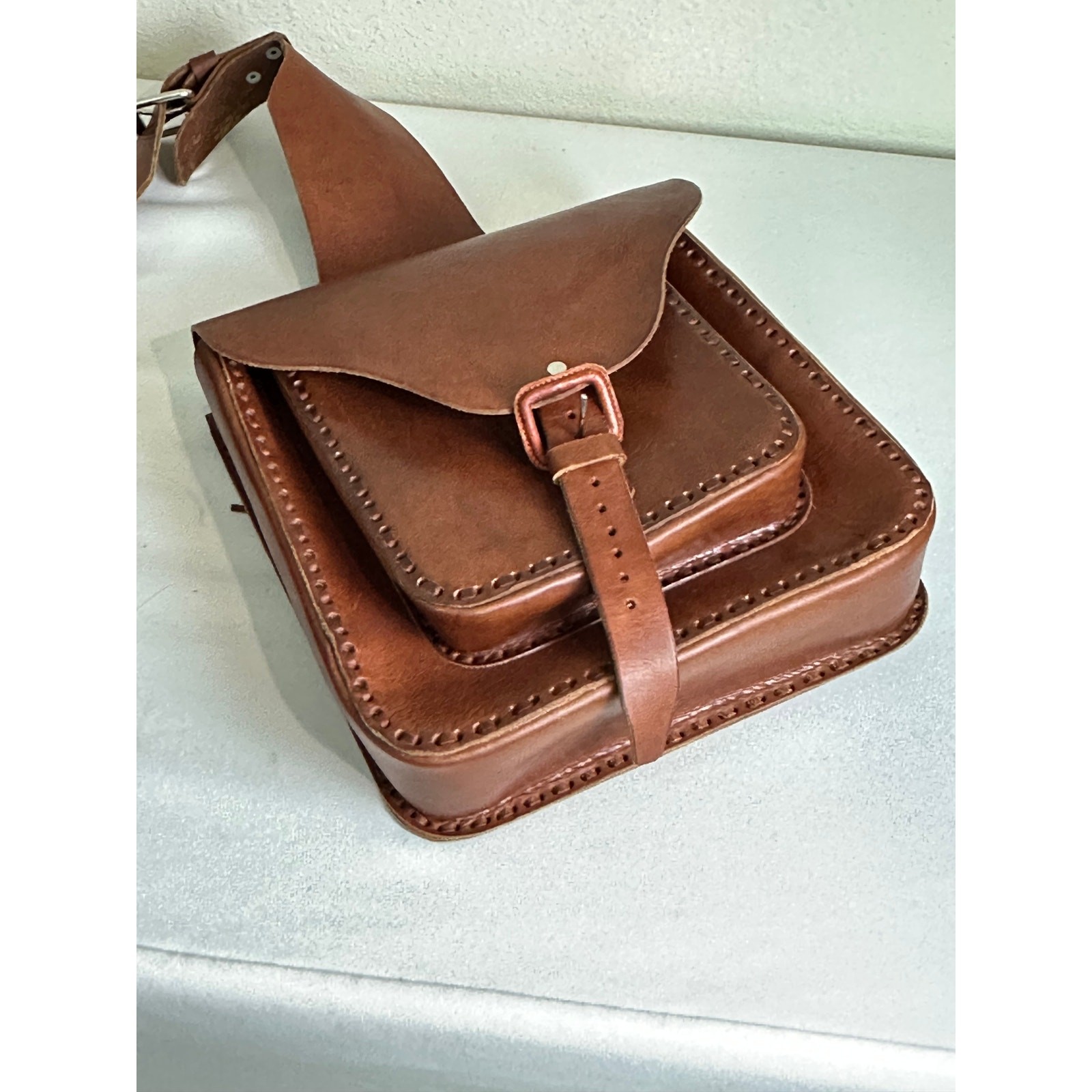 Fargo Chuupul Handmade Full Grain Leather Double Saddlebag Shoulder Field Bag
