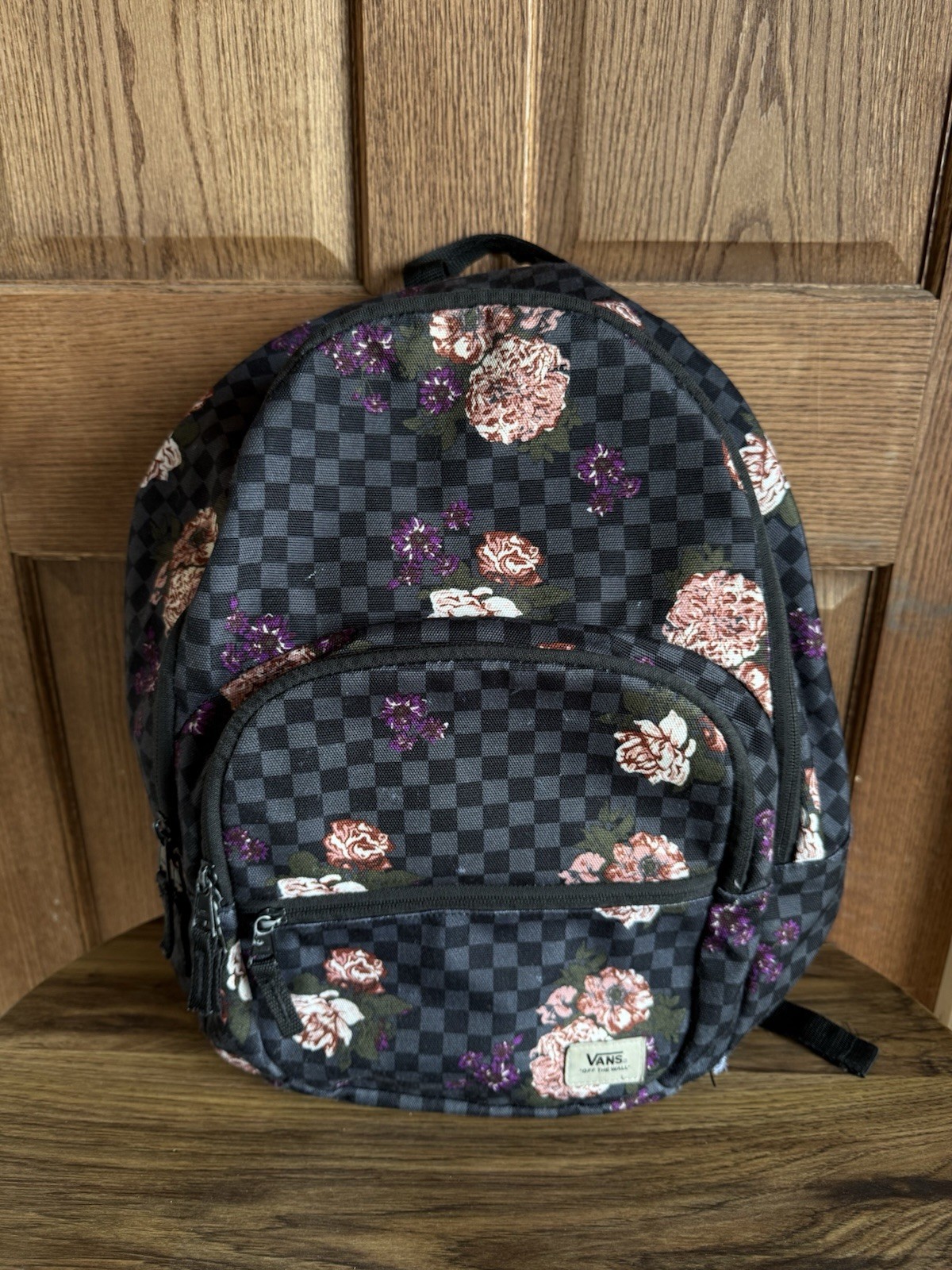 Vans Motivee 3 Backpack Black Checkered and Floral Retro 90’s Skater