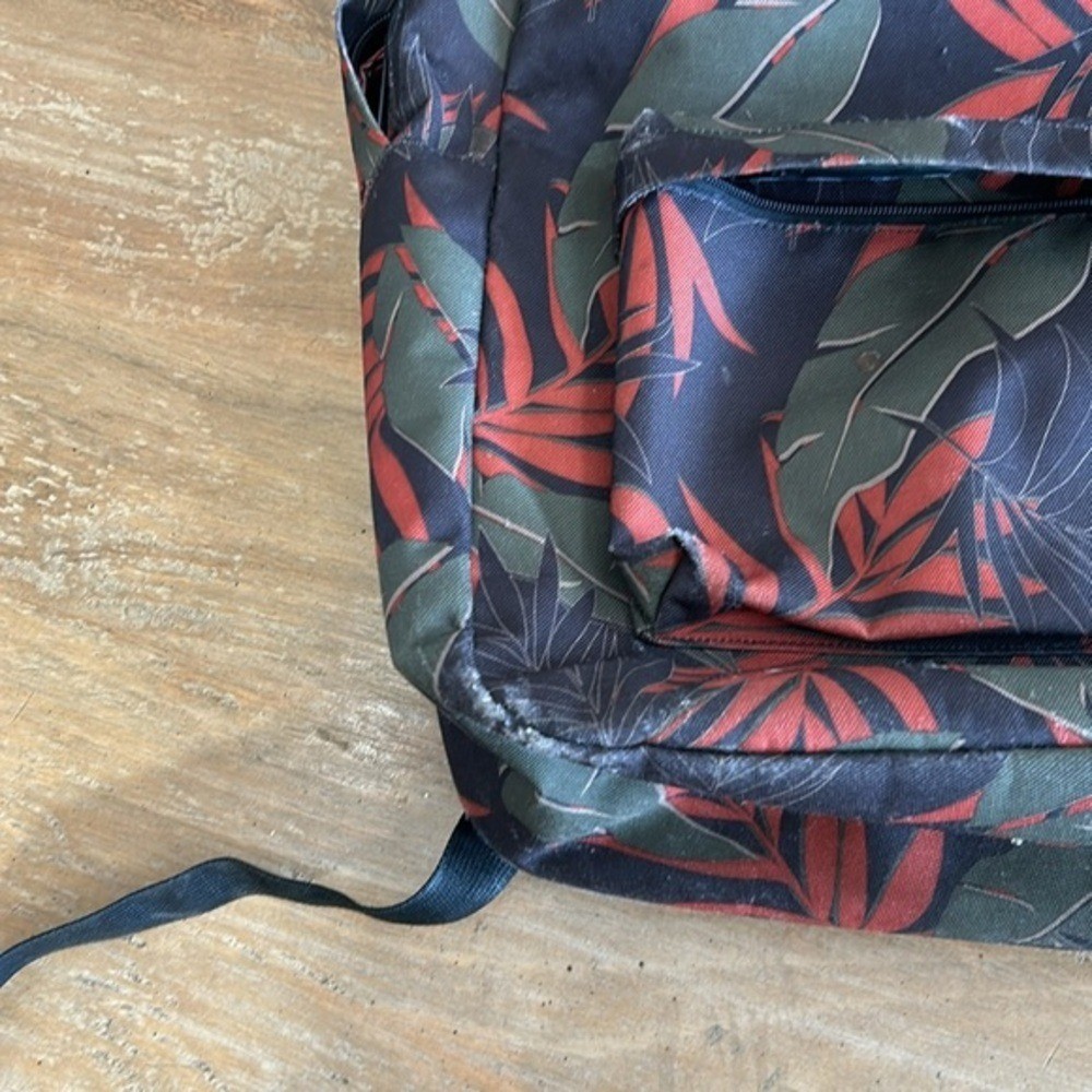 Herschel Supply Co Heritage Backpack Tropical Palm Leaf Print Black Red Green