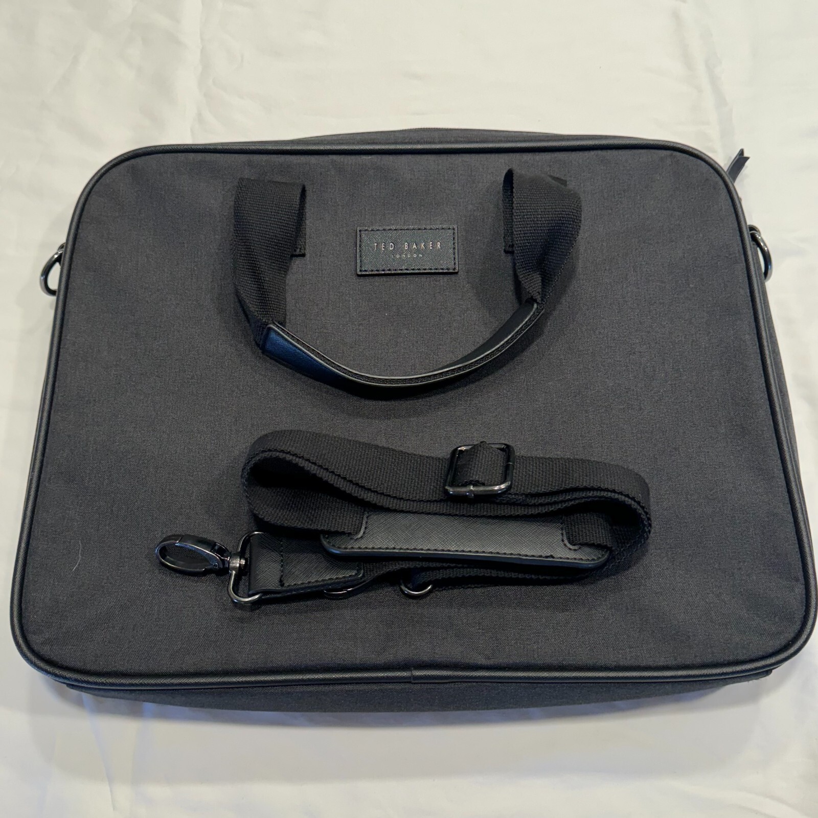 Ted Baker London Seter Document Bag OS Charcoal Nylon Crossbody Laptop Briefcase