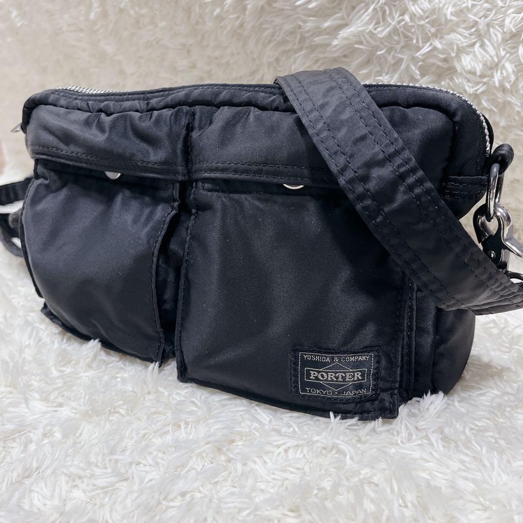 Authentic Porter TANKER Shoulder Bag 23cm x 14cm Nylon Black Men’s Crossbody