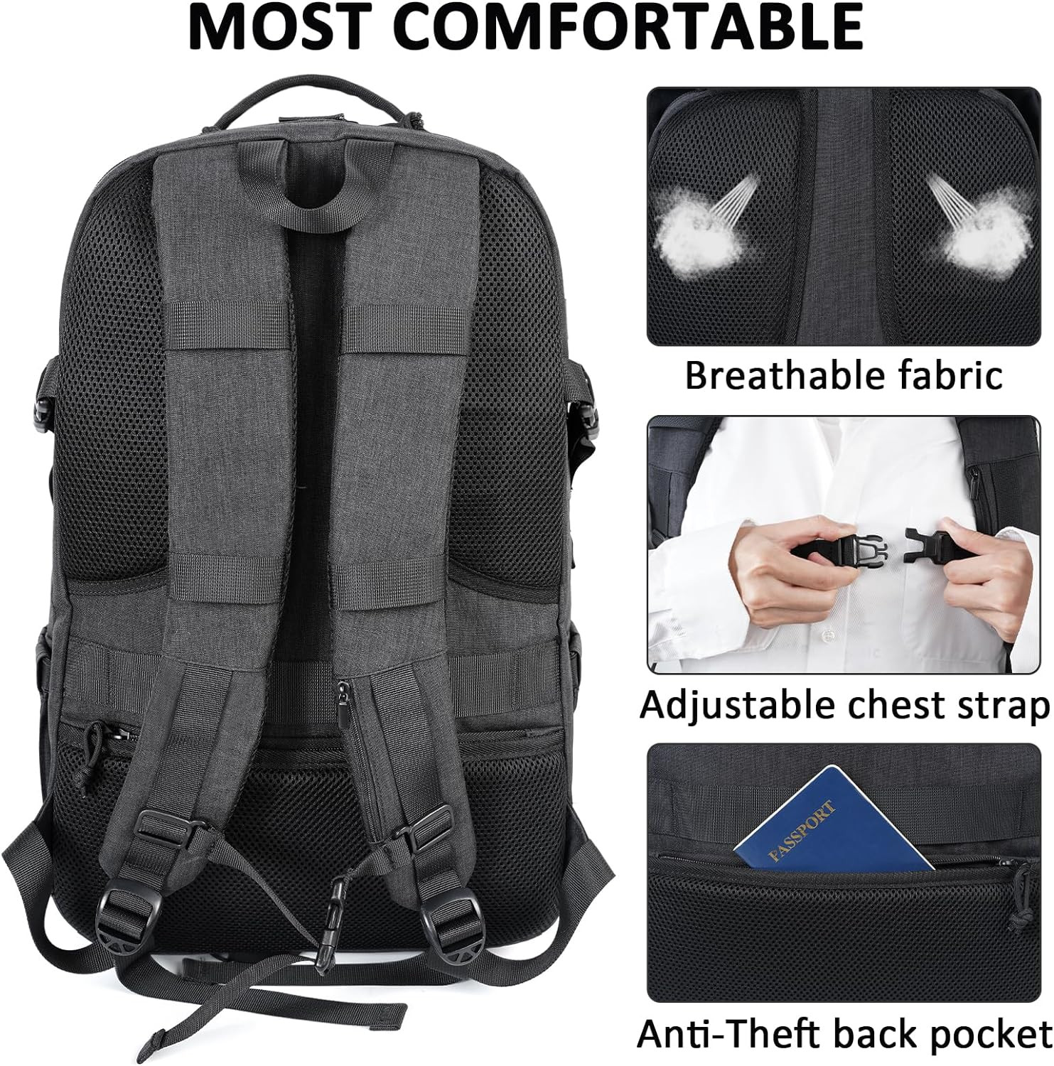 17 Inch Laptop Backpack, Large TSA Tactical Backpack for Men | Military