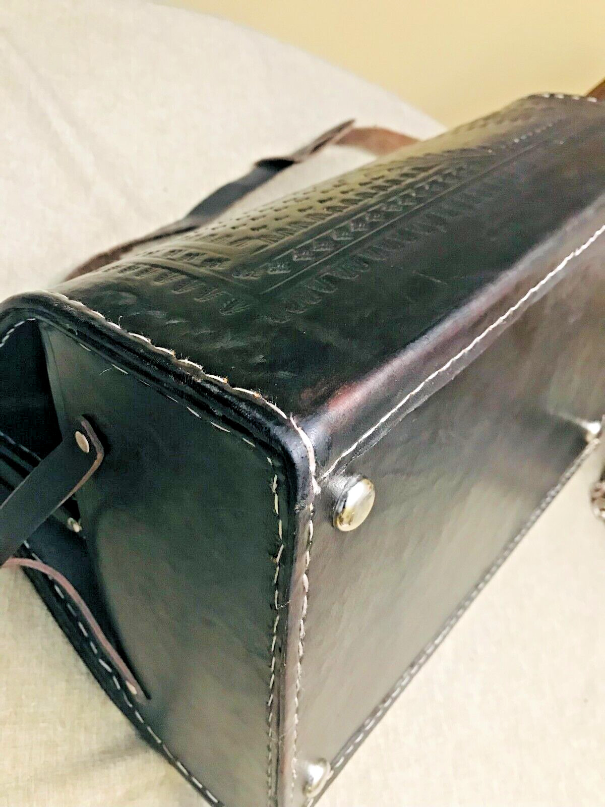 1930s Leather Gladstone Bag / Briefcase / Travel Bag / Messenger Bag – Spain