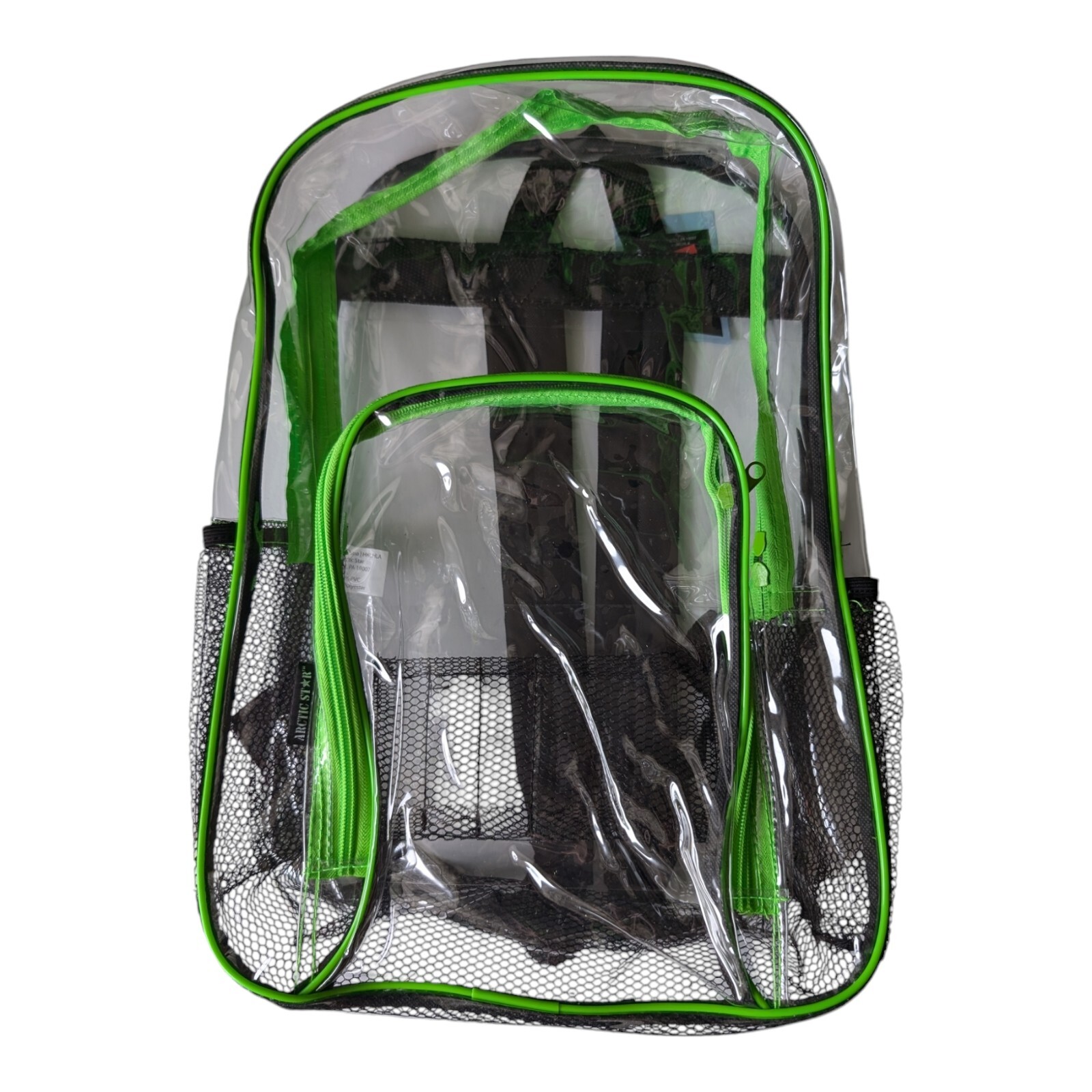HEAVY DUTY CLEAR BACKPACK Arctic Star Transparent PVC School Stadium Color Trim