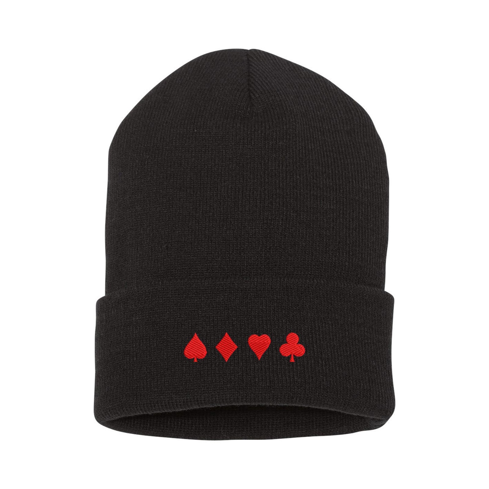 Club diamond heart spade embroidered beanie hat, poker gamer beanie hat