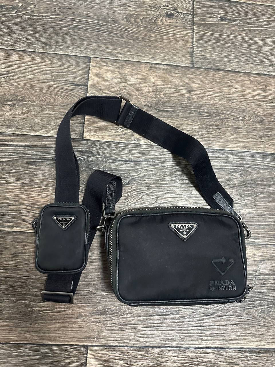 PRADA Brique Shoulder Crossbody Bag Re-Nylon men black