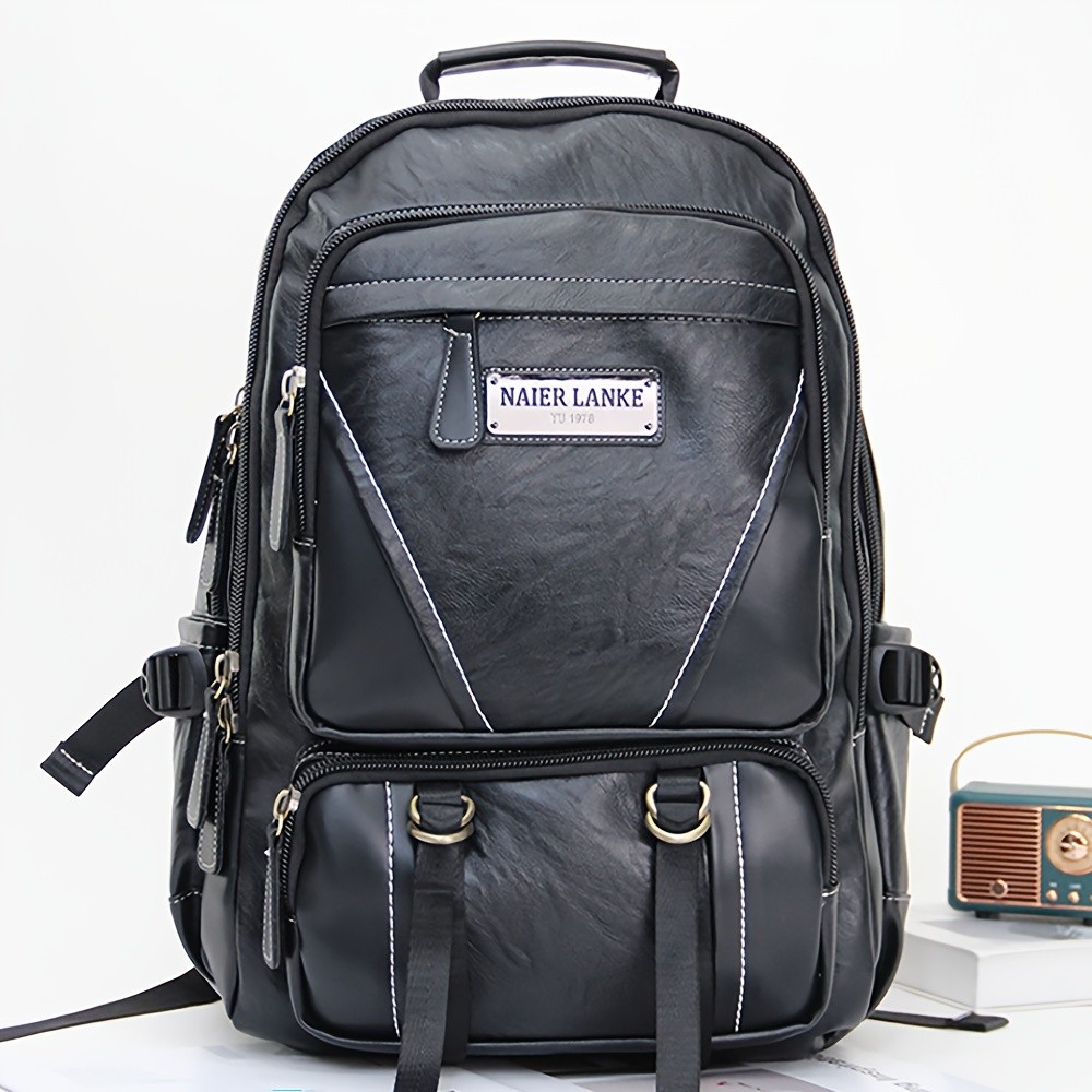 US New Mens Genuine Leather School Backpack Laptop Travel Waterproof Bag AS