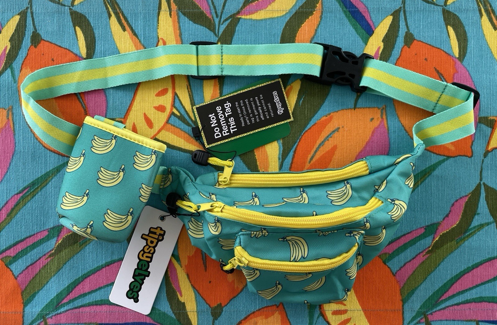 Tipsy Elves Havana Banana Green & Yellow All Over Print Belt Bag Fanny Pack