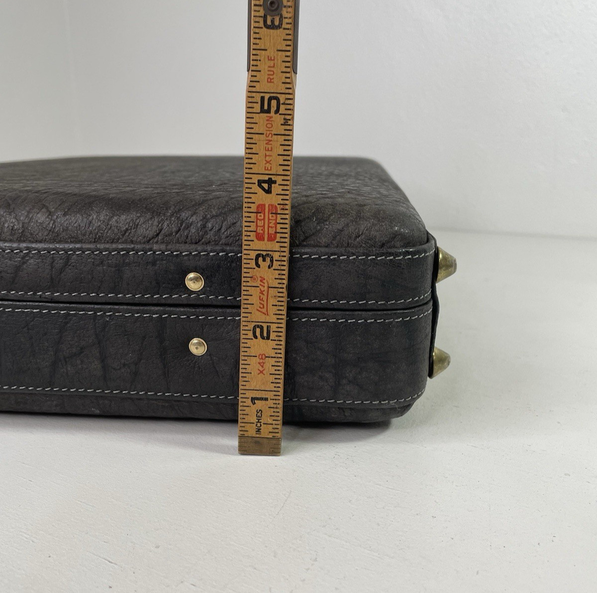 Ricardo Pebbled Leather Briefcase Dark Gray Suede Work Organizer See Description