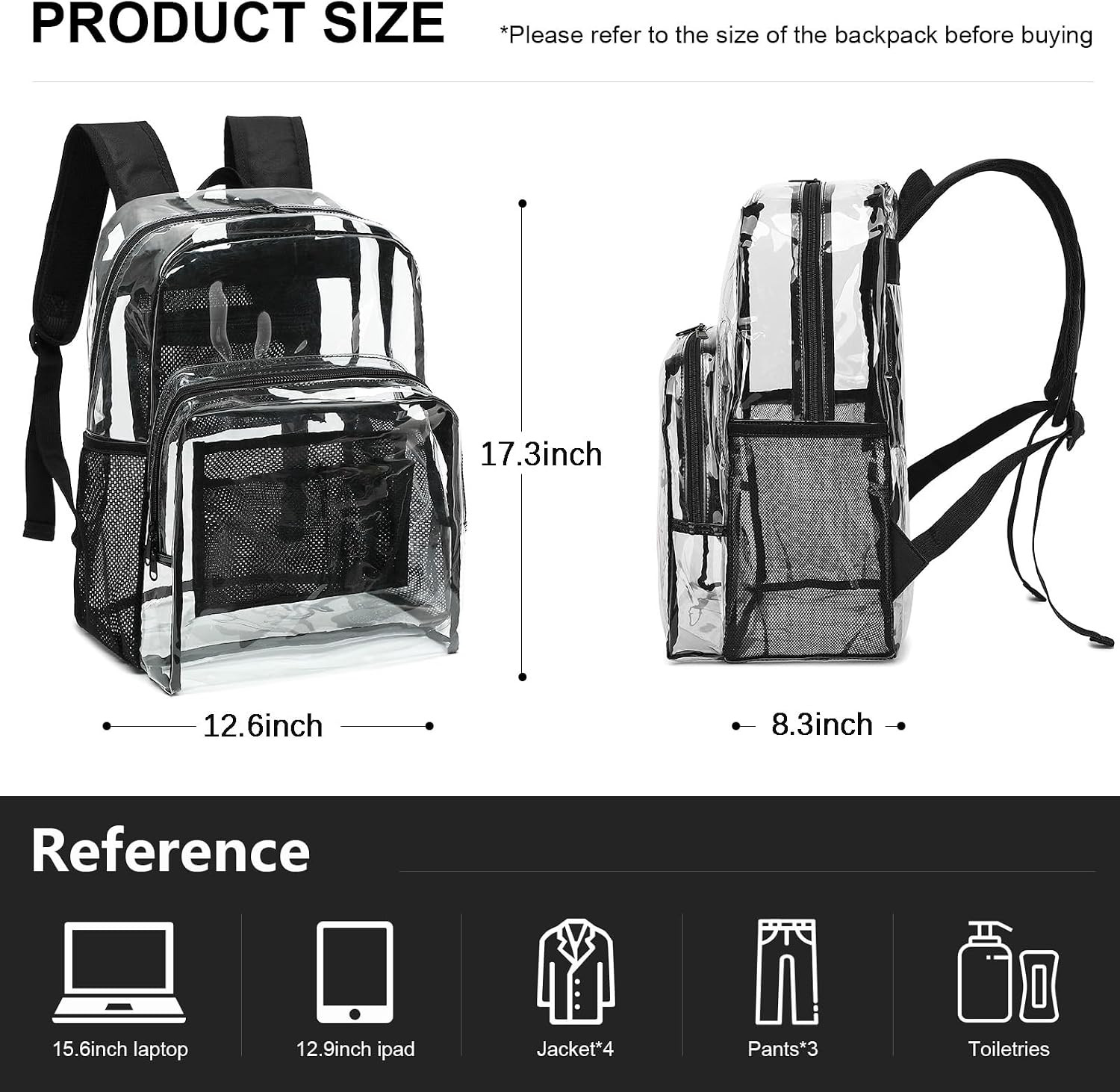 Transparent Backpacks See through Backpack Clear Backpack Heavy Duty for College