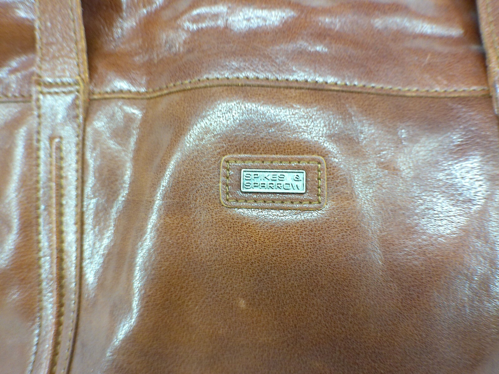 Spikes & Sparrow Brown Leather Briefcase Business Carrying Bag w/ Handles