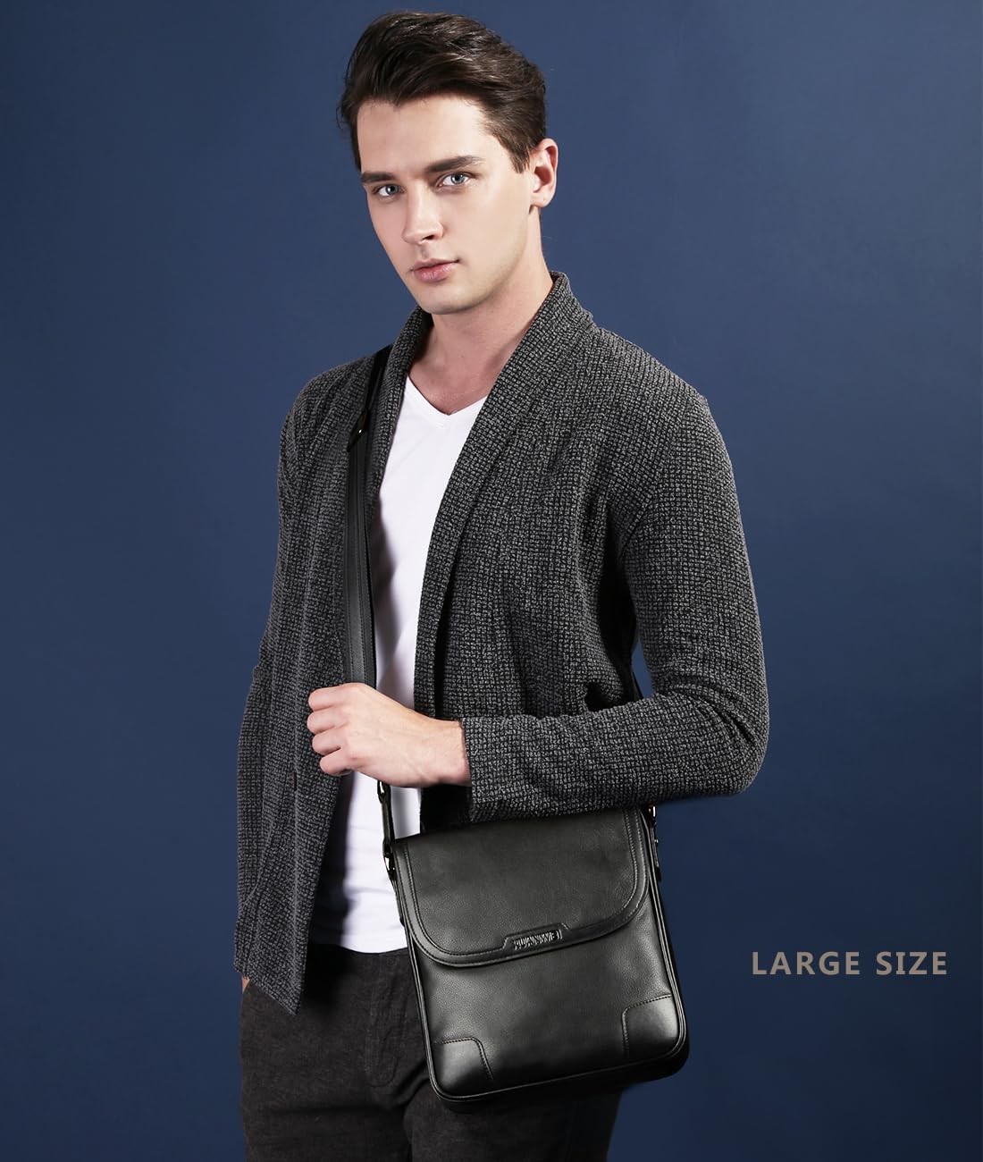 Xuan Wei men’s full grain cowhide messenger bag, high-end messenger bag,