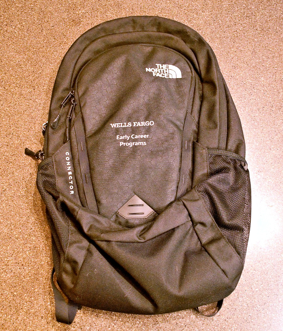 The North Face Connector Backpack Laptop Bag Black Wells Fargo Embroidery School