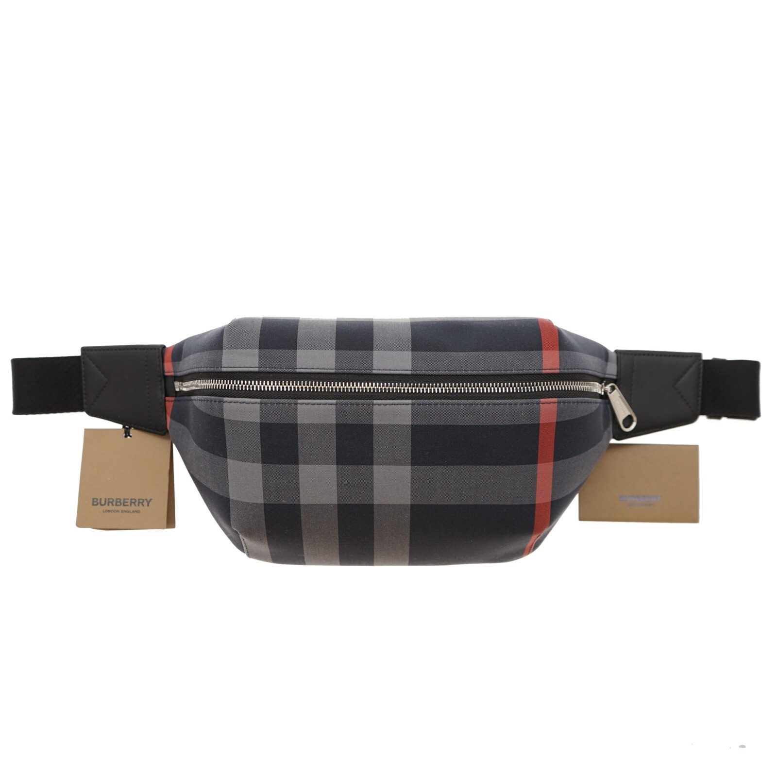 Burberry Sonny Belt Bag Fanny Pack House Check Navy Grey Canvas New