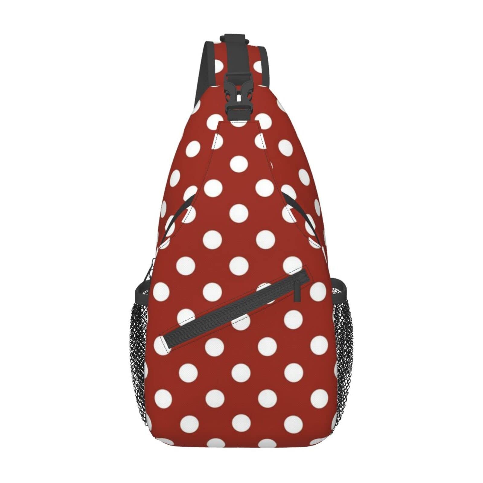 Cute Red White Polka Dot Sling Backpack Travel Hiking Daypack Crossbody