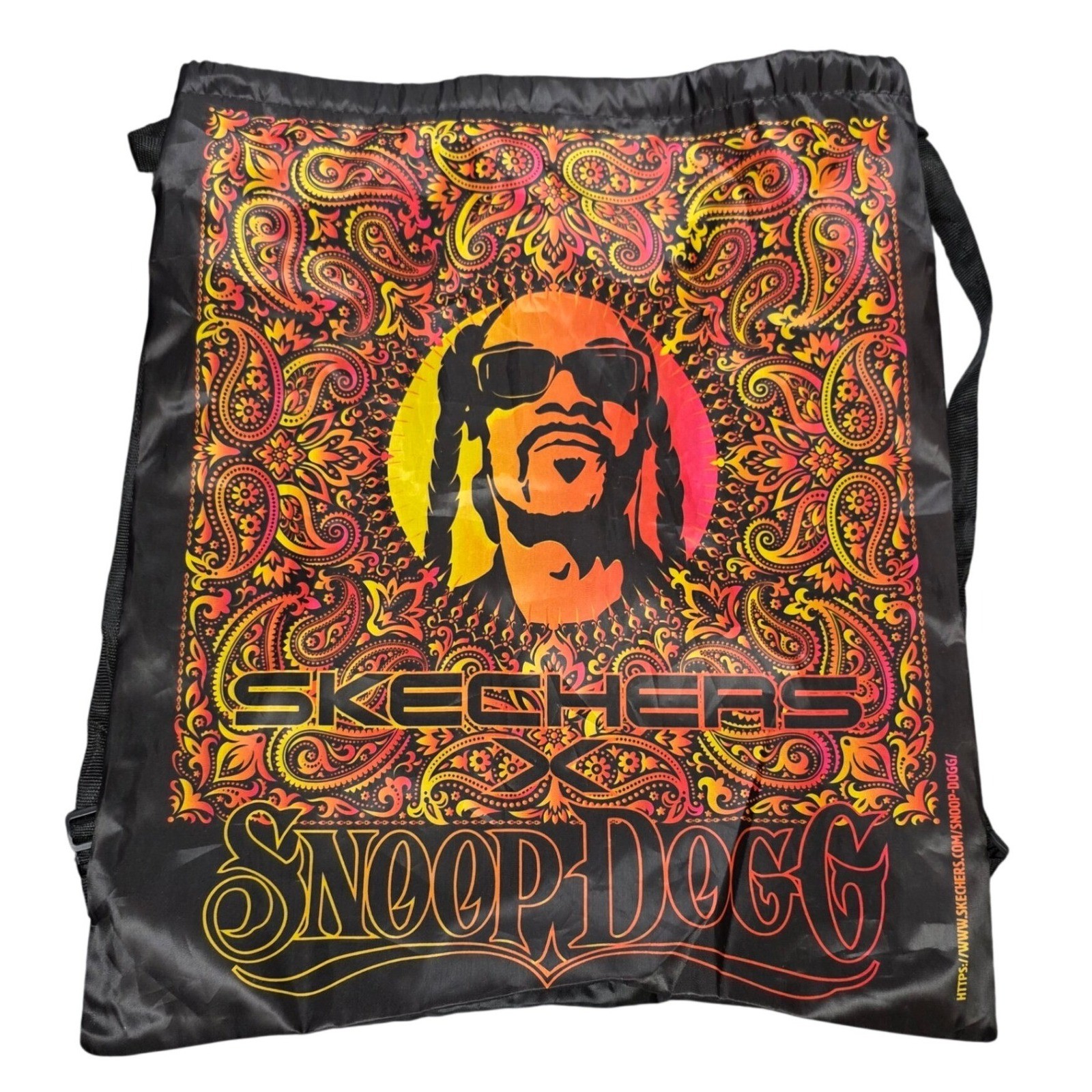 Skechers Snoop Dogg Drawstring Cinch Bag Men’s Black Paisley Graphic Backpack