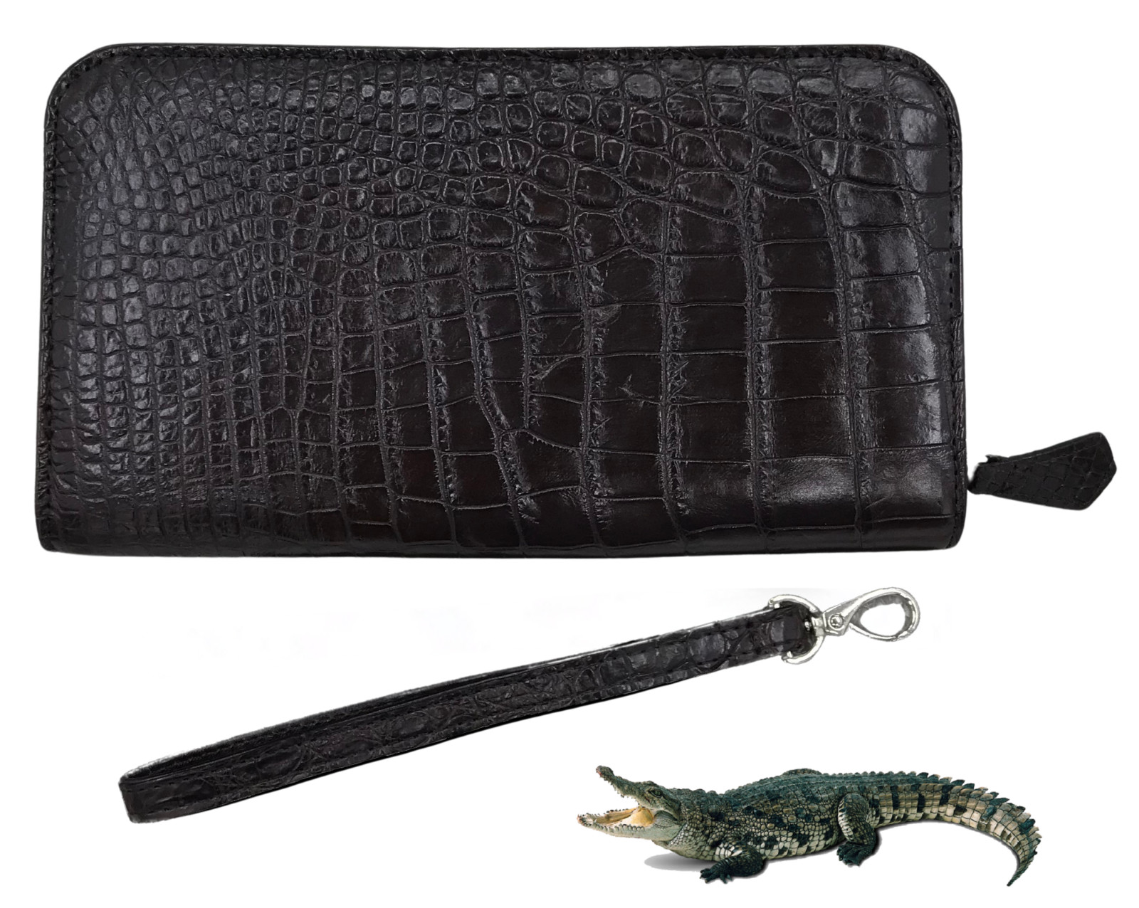 Leather Wallet Business Crocodile Clutch With Lock Crocodile Bag Handbag