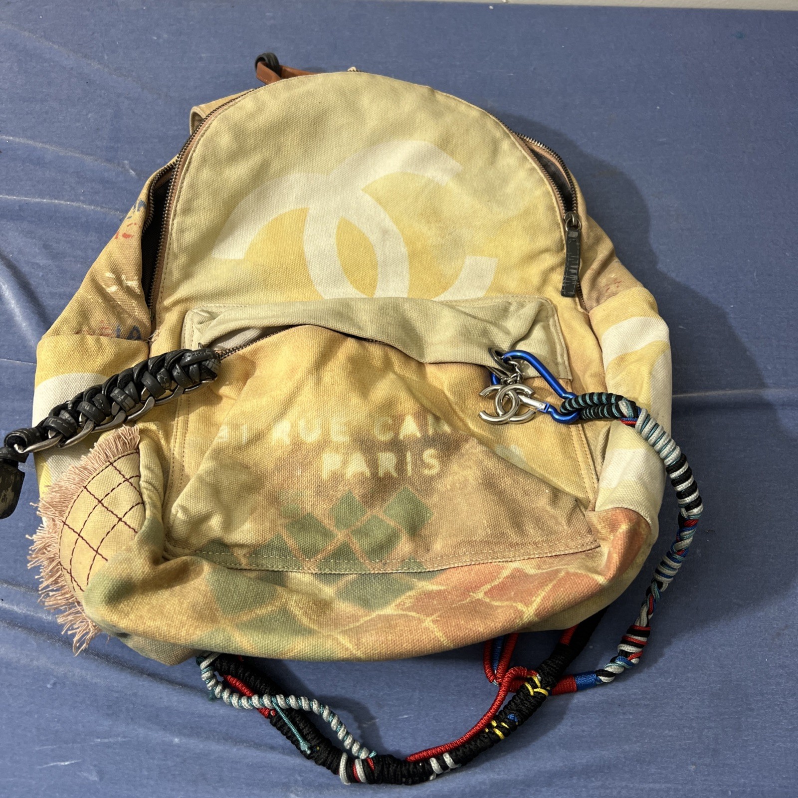 Vintage Canvas Backpack Multicolor Graphic Print Casual School Travel Bag