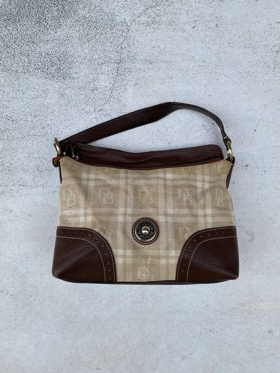 Vintage Dooney Bourke Guess Style Leather Canvas Faded Distressed Y2K Sling Bag