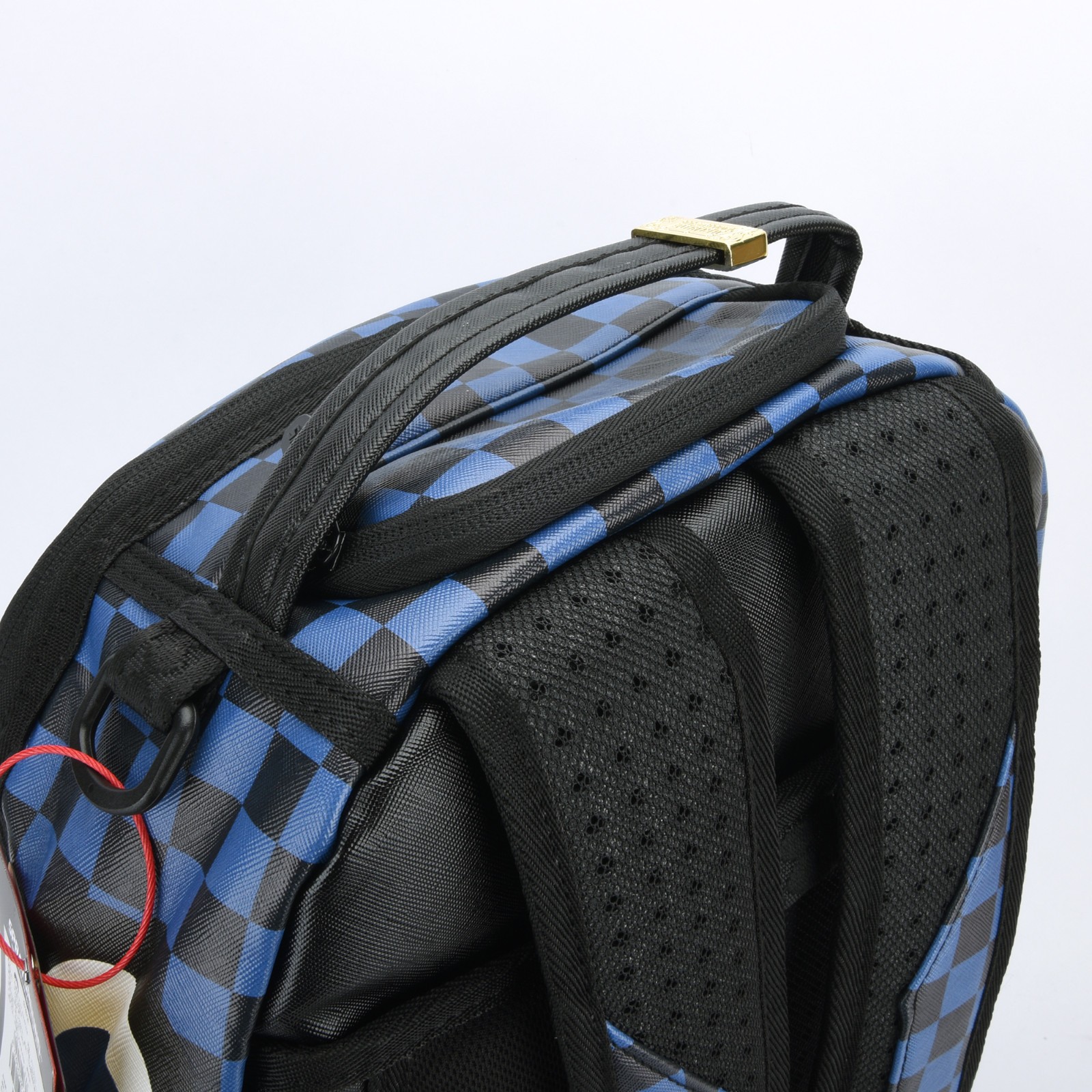 Sprayground Midnight Magic Shark Leather Bag Backpack Unisex Blue Black Plaid