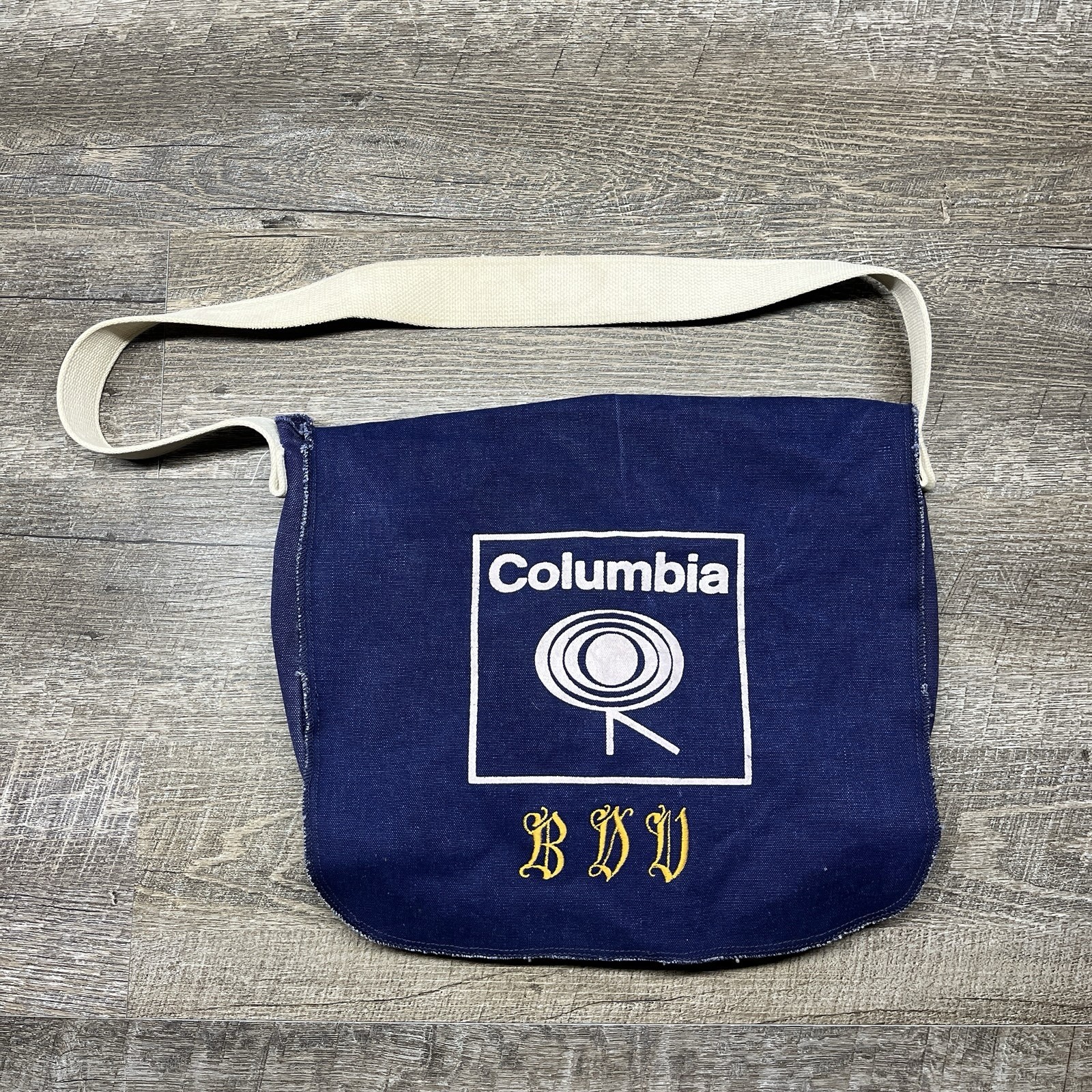 Vintage Columbia Records Holder Bag Blue Canvas 1970s bag Retro