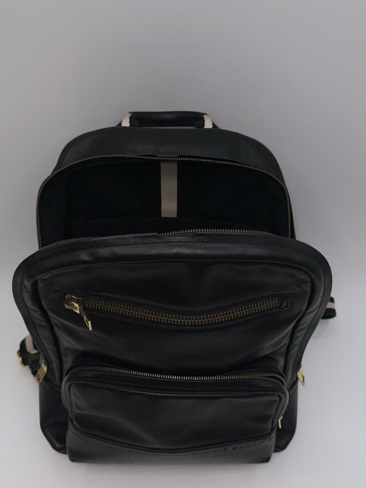 Bally Thunder Leather Backpack Black Calfskin Gold Hardware Luxury Designer Bag