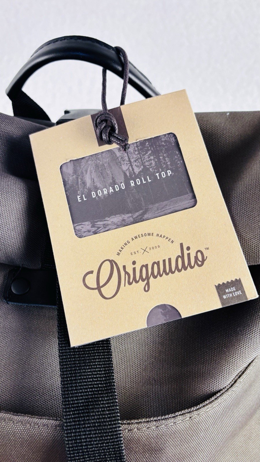 Origaudio El Dorado Roll-top Backpack Bag NEW Brown/Black Multi Pocket Laptop