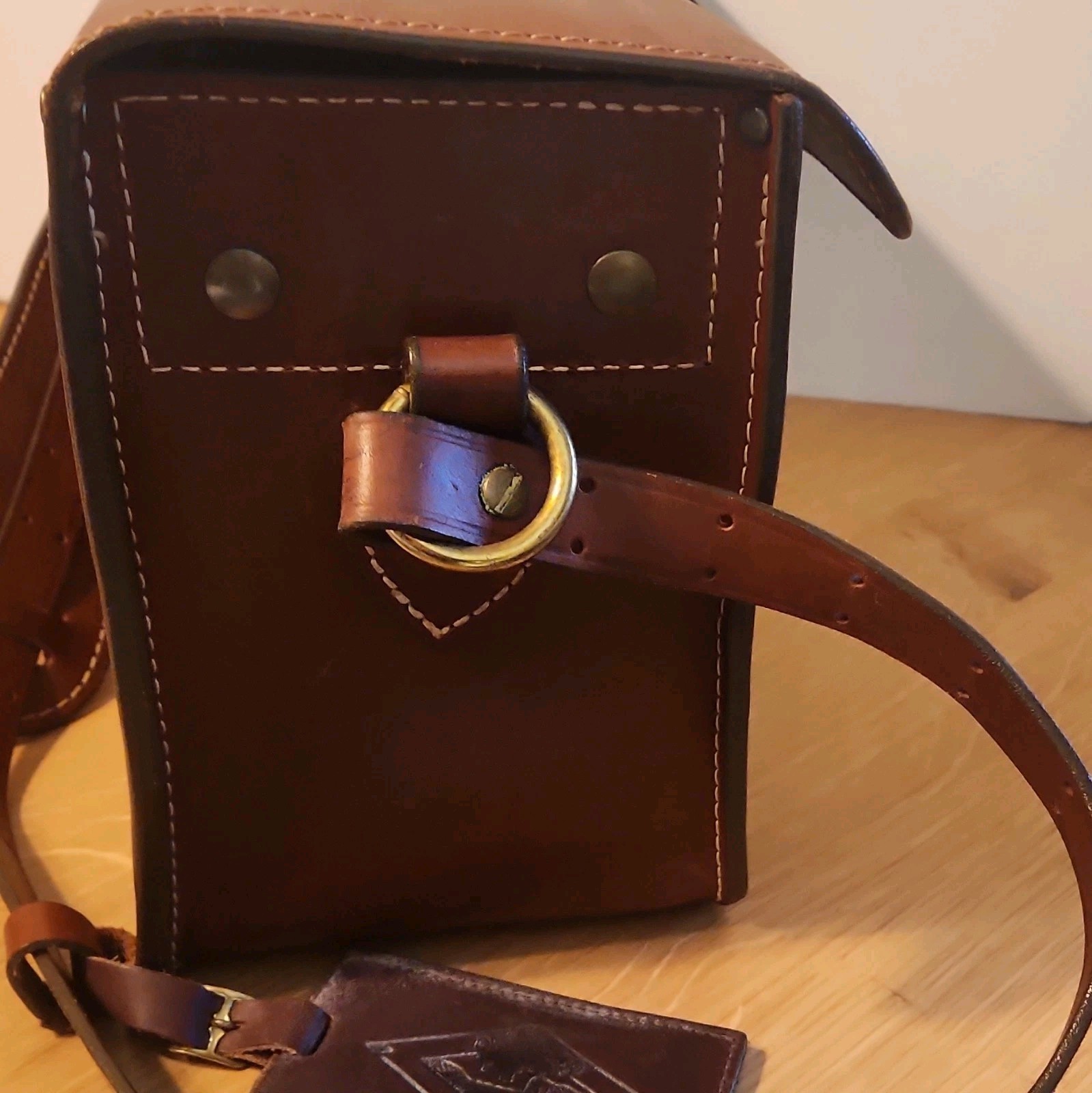 Highlander Leather Accents LTD Brown Messenger Bag, Buckle Closure, Adj Strap