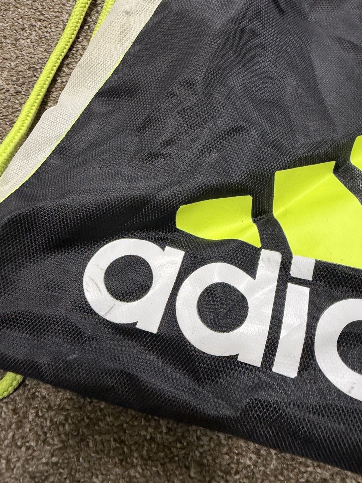 Adidas Drawstring Sackpack Black & Neon Green Backpack Gym Bag SKU:O
