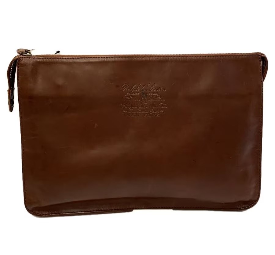 Polo Ralph Lauren Clutch bag Brown Leather Men Handbag